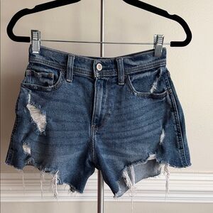 Hollister High-Rise Vintage Distressed Denim Shorts 4” - Blue